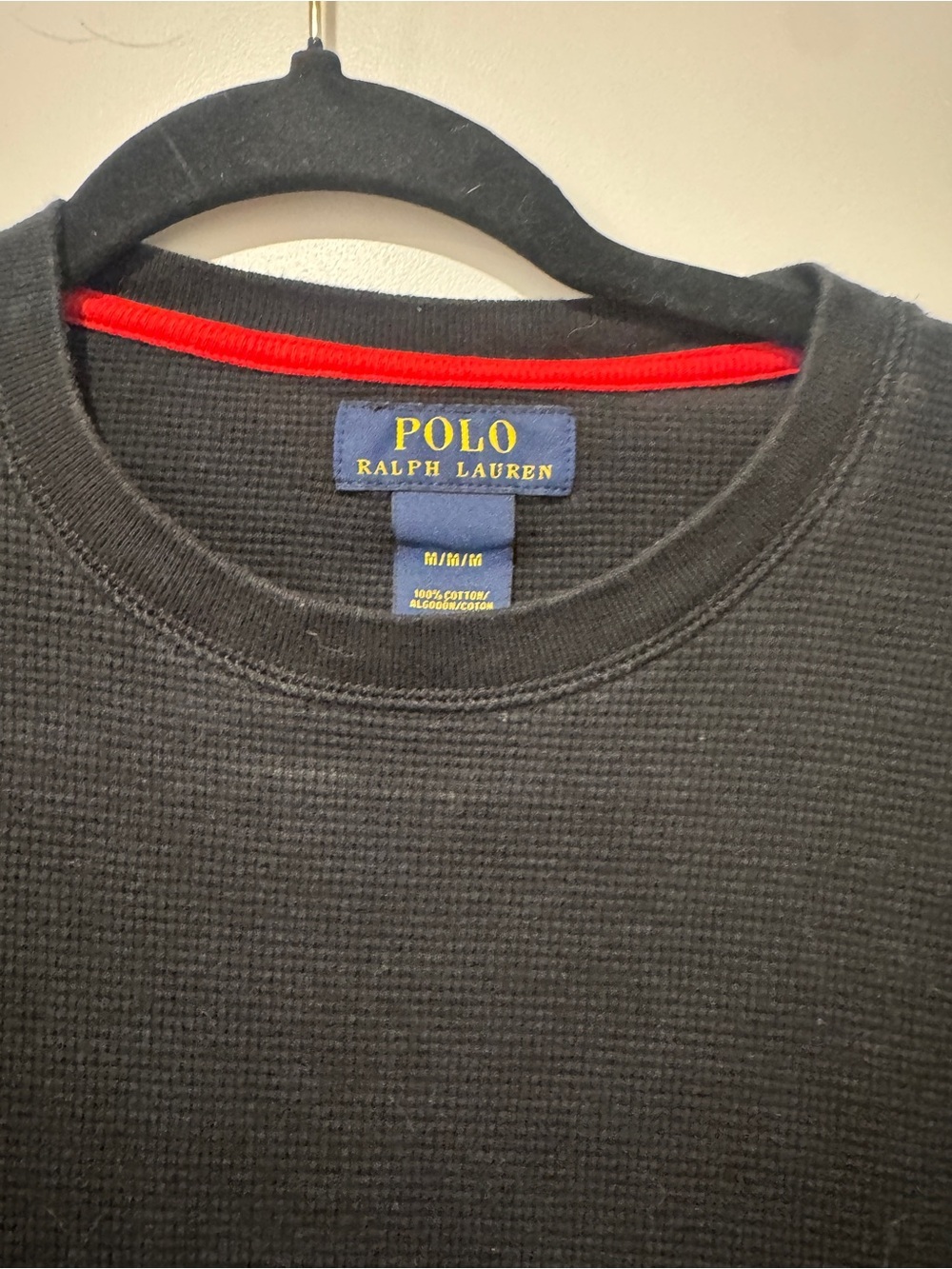 Polo Ralph Lauren Waffle Knit Thermal Shirt | Black | Medium - Picture 3 of 5